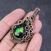 Carved Ammolite Gemstone Handmade Copper Wire Wrap Jewelry Pendant 2.2" q4R39