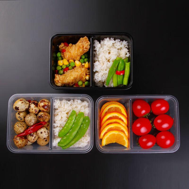 Tongyuan Disposable Rectangular 2-Compartment Meal Boxes with Lids