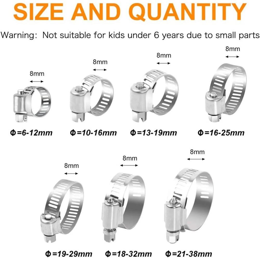 60/100pcs Stainless Steel Screw Band Hose Clamps Adjustable Car Fuel Hose Clamps Clamp Hose Clamp Fasteners Kit