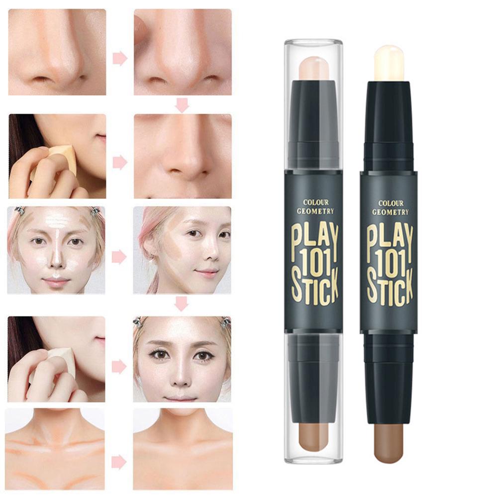 Gesichts-Make-up-Stick, doppelseitiger Kontur-Concealer, Augen-Gesichts-Highlighter-Stift