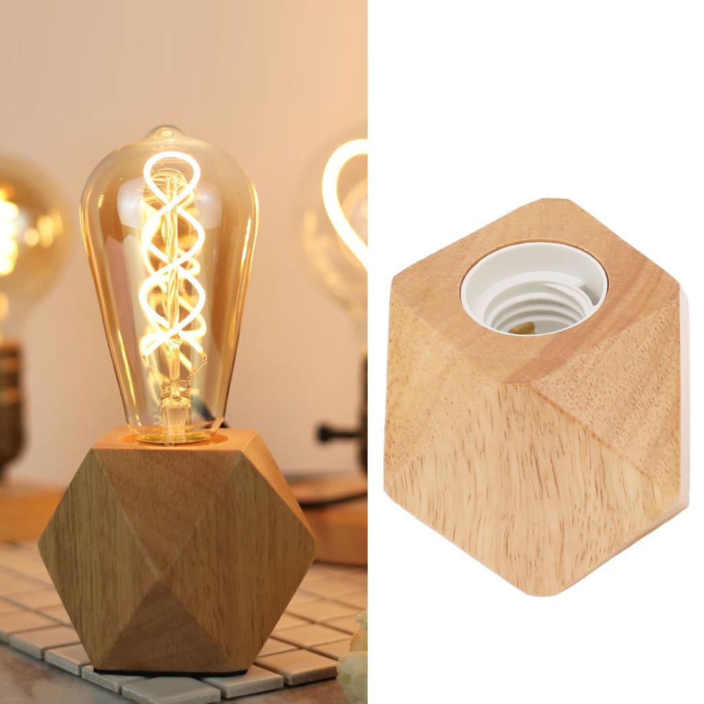 Wooden Lamp Base E26 Socket Modern Small Wood Table Lamp Base for Home Decor