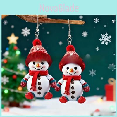 Winter Snowman Earrings With Silver Posts And Cute Design For Holiday Gift Giving