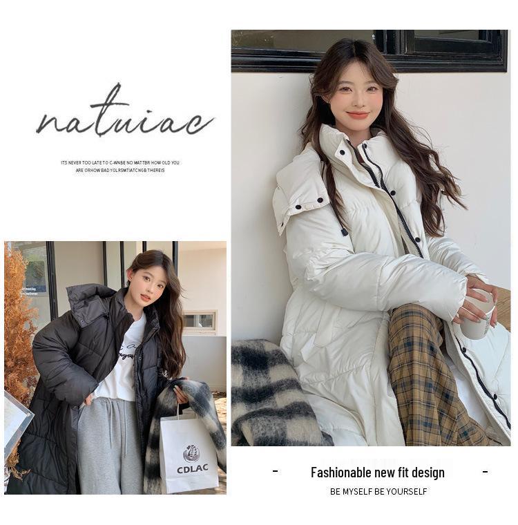 Damen 2024 Wintermode Baumwollmantel mit Kapuze in Überlänge - Dick, warm und Überknie-Stil