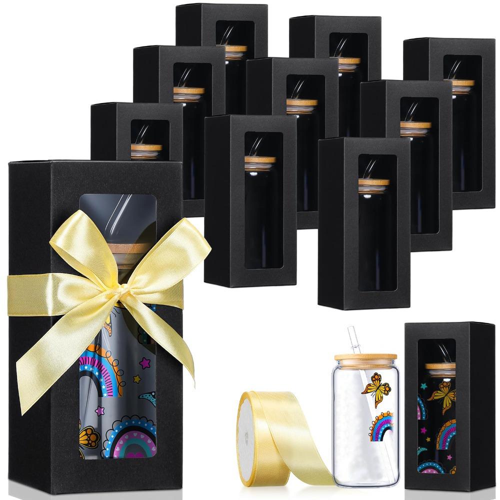 

8 шт. Элегантные подарочные коробки с лентами, коробки для сладостей, подарочная упаковочная коробка, выставочные коробки, подарочная коробка для банок, сублимационные стеклянные заготовки для банок, подарочная коробка для стаканов 8pcs чёрный
