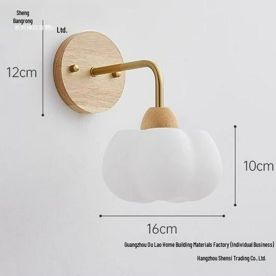 2023 Japanese Wabi-Sabi Solid Wood Wall Lamp – Retro Bedside & Hallway Light