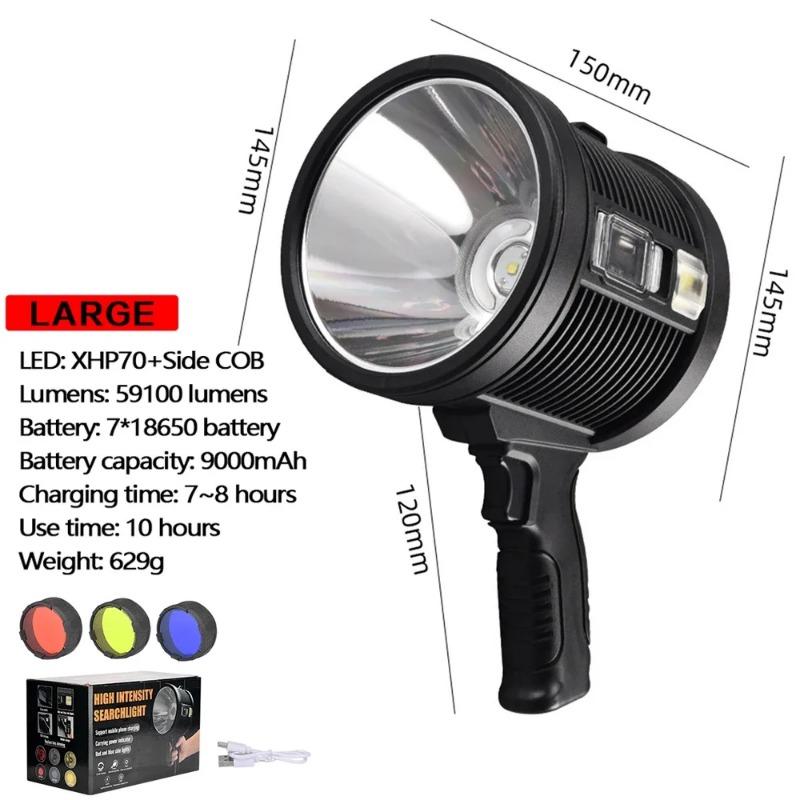 High Power Brightness Flashlight Outdoor Camping Waterproof Lights with Side Light Multi-Modes Torch USB Rechargeable Lantern