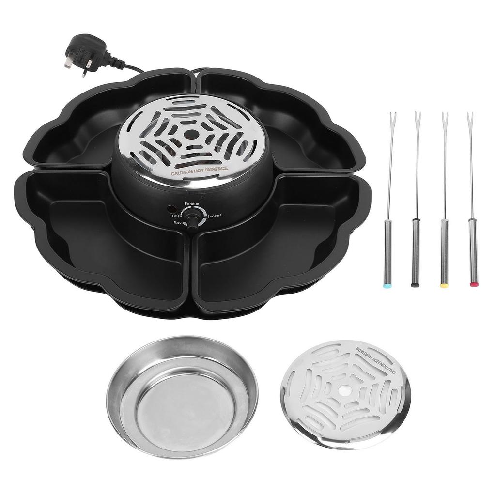 Chocolate Fondue Set Tabletop Indoor Smores Kit Electric Smores Roaster with Detachable Trays for