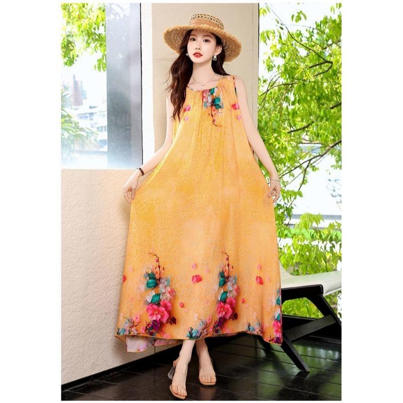 Plus Size Sleeveless Boho Dress Ethnic Summer Beach Maxi Long Dress Vacation Fashion