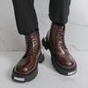 Men's Plus Size High-Top Martin Boots: Thick Sole, Lace-Up Leather In British Style for Autumn/Winter