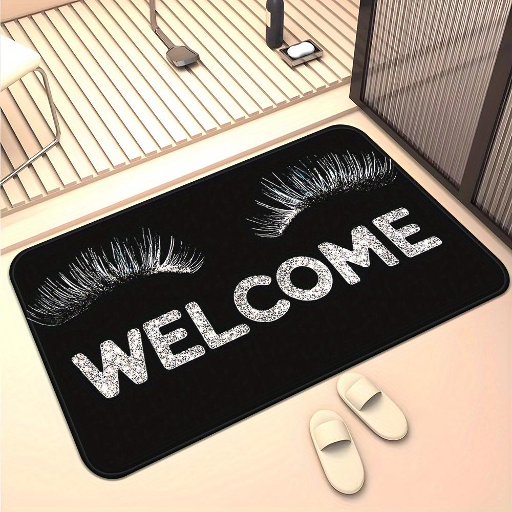 Glitzernde Wimpern Willkommens-Fußmatte, Rutschfester Eingangsbereich-Teppich, Strapazierfähige Waschbare Bodenmatte für Schlafzimmer und Badezimmer