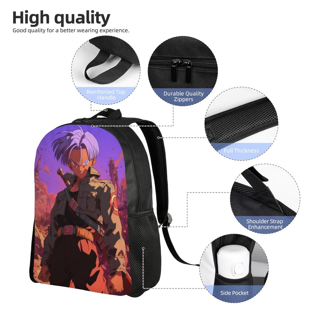Trunks College Bag Back To School Season Spiky Purple Hair Teen Fighter  Good Quality Backpack