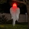 Halloween Ghost Pendant, Heart Hand Gesture Cloaked Ghost Messenger Statue, Luminous Eyes Light Up, Halloween Outdoor Lawn Ornament, Haunted House