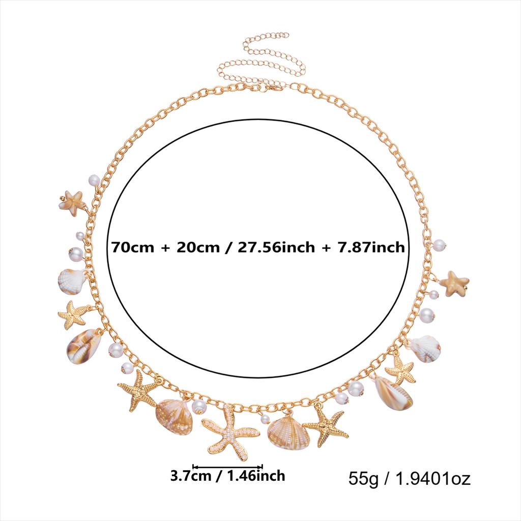 Vintage Tassel Light Luxury Exquisite Imitation Pearl Starfish Waist Chain for Women Bohemian Vacation Style Versatile Beach Body Chain