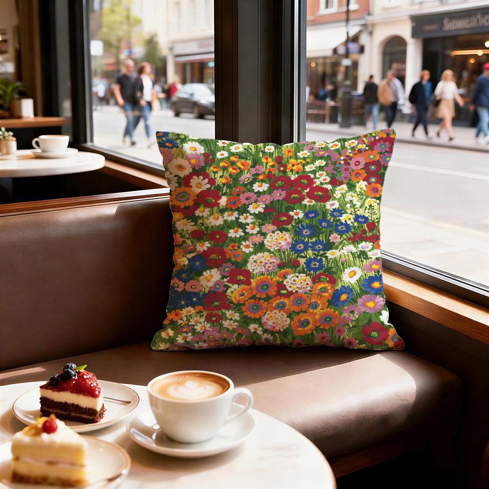 Solid Color Patchwork Floral Cushion Cover Set of Decorative Short Plush Pillow Covers for Sofa Soft Cushion Case x cm