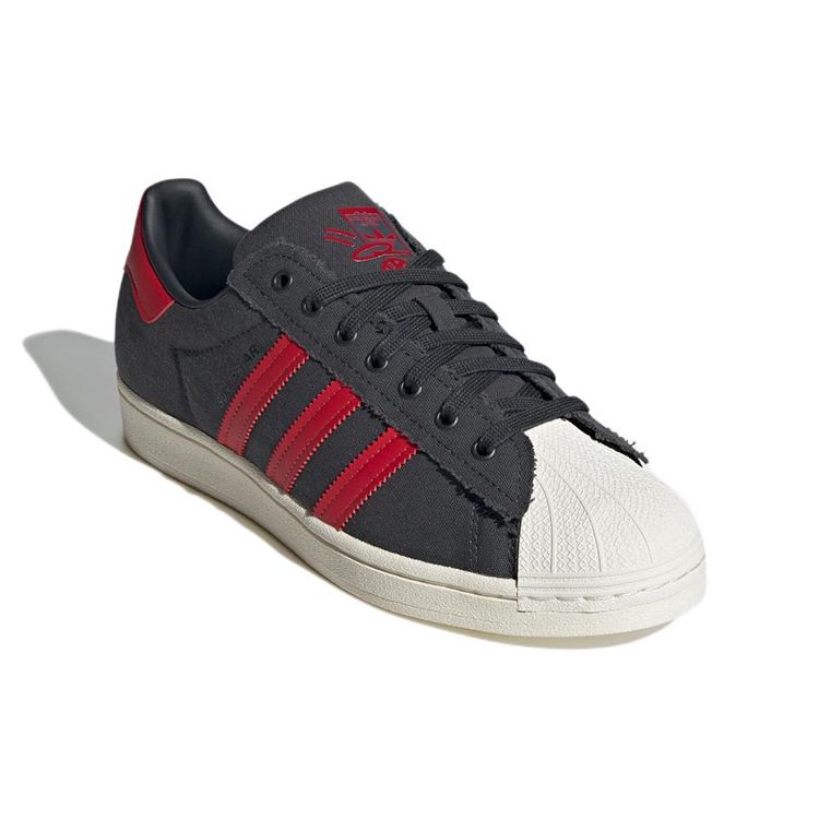 Adidas Originals Superstar Durable Lightweight Low-Top Skate Shoes Unisex Sneakers Black Red White HR0462