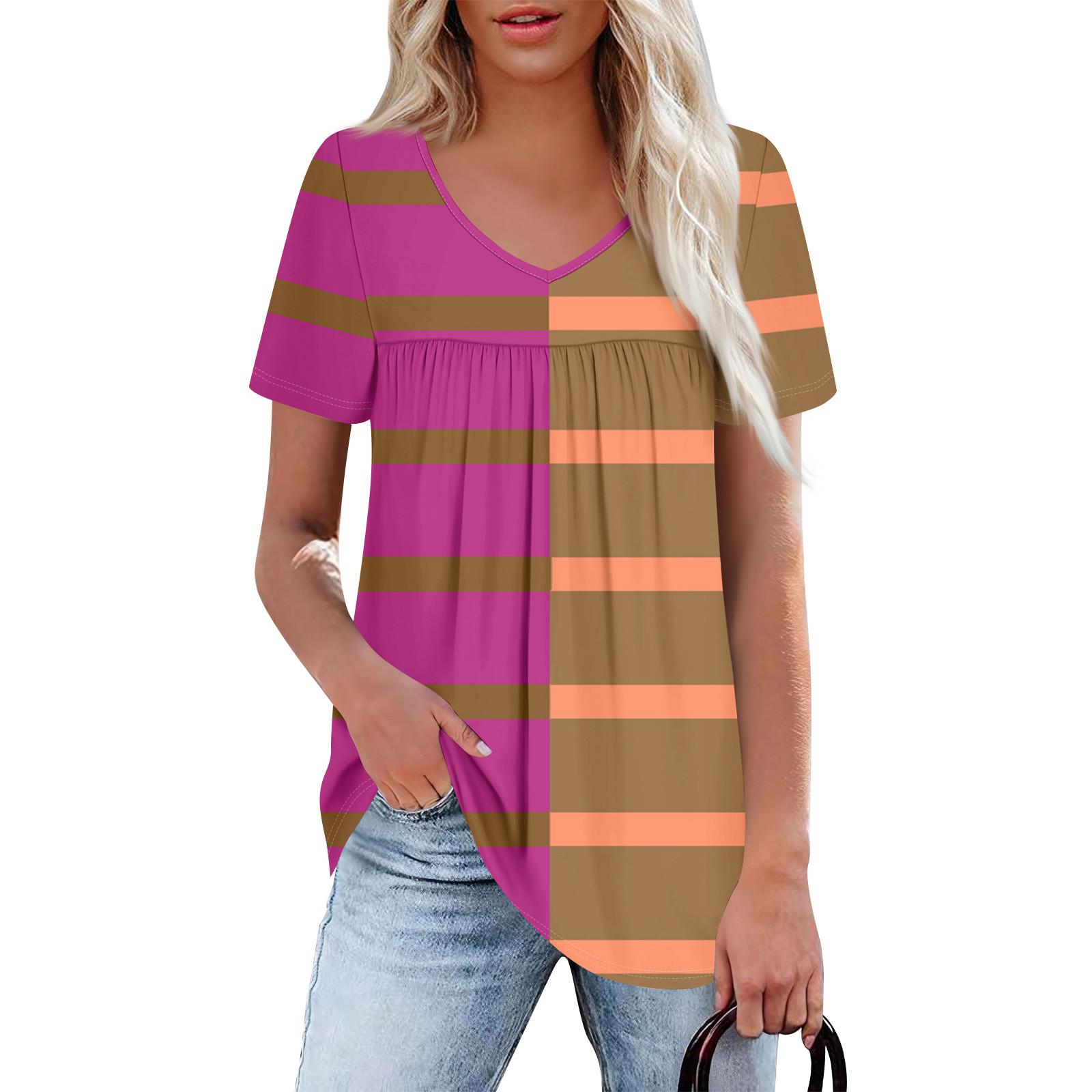 

Женский повседневный топ с V-образным вырезом, коротким рукавом, оборкой на груди и принтом XL