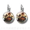 Mermaid Pattern Earrings New Fashion Round Glass Mermaid Murano 16mm Glass Dome Silver Plated Stud Earrings For Women