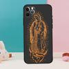 Guadalupe San Judas Wood Phone Case For iPhone 16 15 13 12 11 14 Pro Max 12 13 Mini XR 15 16 Plus 16e Cover Coque