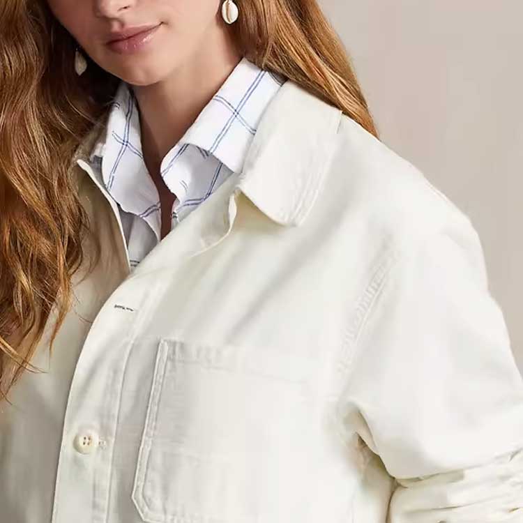 Polo Ralph Lauren SS24 Solid Color Loose Fit Long Sleeve Jacket Women Jacket White WMPOOTWN5V20236-101