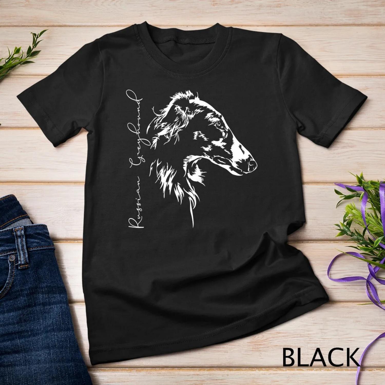 Funny Proud Russian Greyhound Borzoi dog portrait gift Zip T shirt S