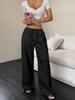 2026 Women's Casual Wide-Leg Pants with Knot Waist and Textured Fabric