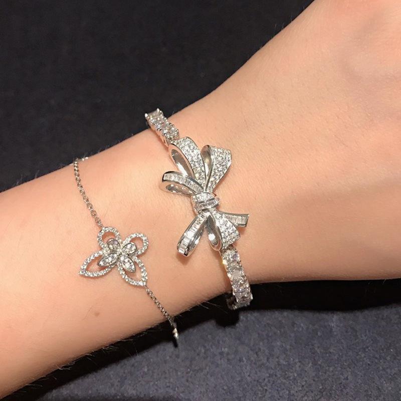 Temperament zircon bow splicing bracelet 2025 new ins light luxury jewelry women