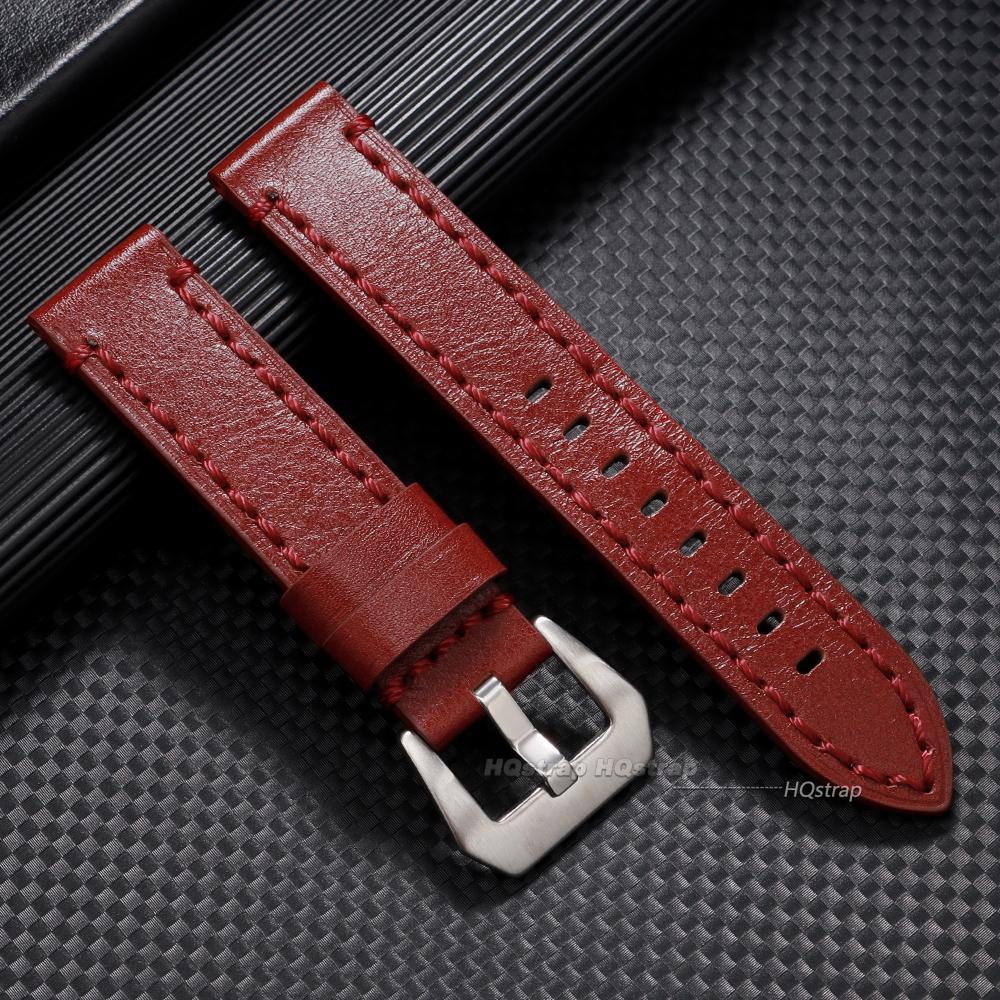 Vintage Brązowy Skórzany Pasek do Zegarka dla Panerai dla Seiko Pasek ze Skóry Bydlęcej Mężczyźni Kobiety Bransoleta do Zegarka 18mm 20mm 22mm 24mm 26mm