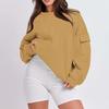 Women's Fashion Casual Solid Color Autumn And Winter Loose Round Neck With Pocket Pullover Sweatshirt Top