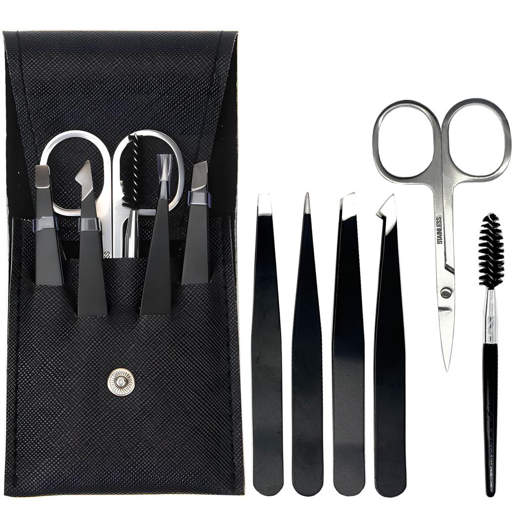6 PCS Eyebrow Tweezers Set - Tweezers for Women and Men Facial Hair Chin, Eyebrow Kit Ingrown Hair Tweezers Precision Tweezers