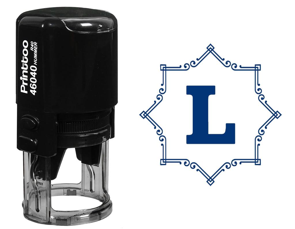 Printtoo Office Stationary Octagon Celtic Swirl Frame L Alphabet Monogram Self Inking Round Rubber