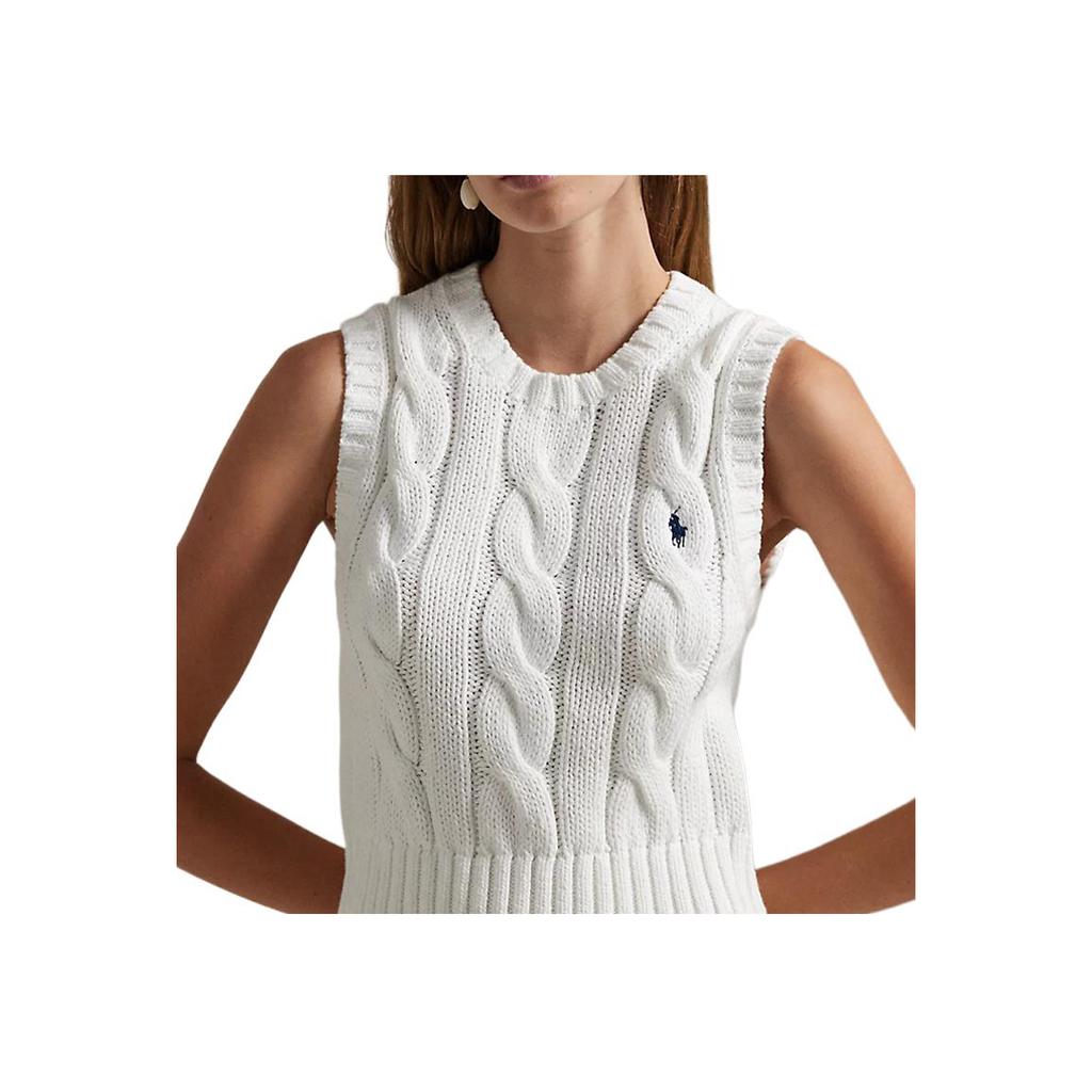 Polo Ralph Lauren Einfarbiger Ärmelloser Strickpullover Damenpullover Weiß 211959295-001