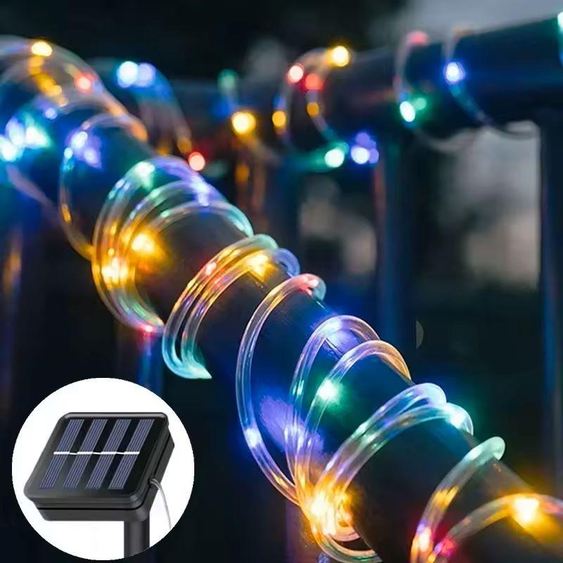 

5/10/20M Solar Flower Wreath Tube Rope Light Fairy LED Light String Wedding Outdoor Garden Fence Landscape Lighting 7M 50LED