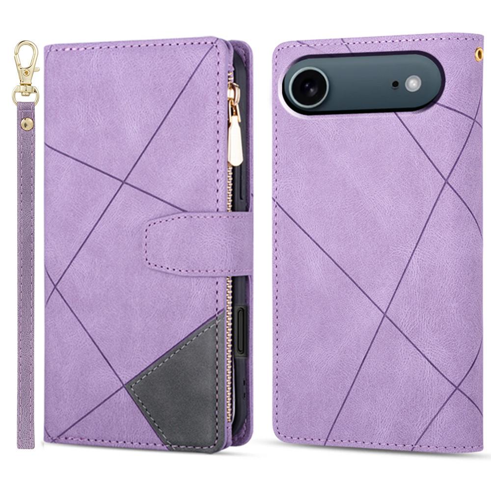 For iPhone 17 Air Wallet Case Color Splicing Leather Phone Cover with Stand