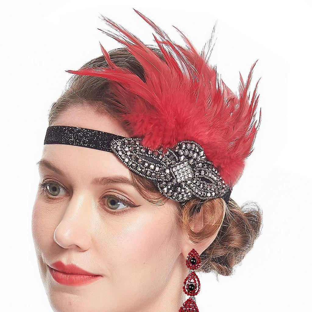 Retro Gatsby Dance Party Feather Headband Accessories