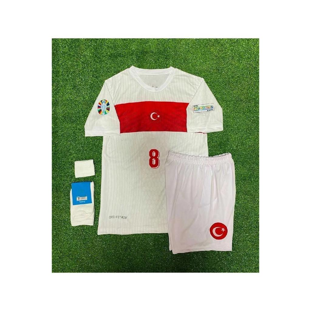 Turcia 2024 Numărul 8 Tricou Alb Copii Set De 4 (Patch euro 2024) alb