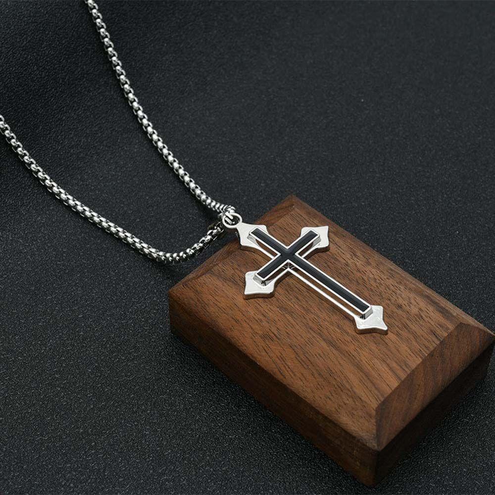 Black Hollow Minimalism Street Style Cross Pendants Cross Necklaces Clavicle Chains Men Necklaces