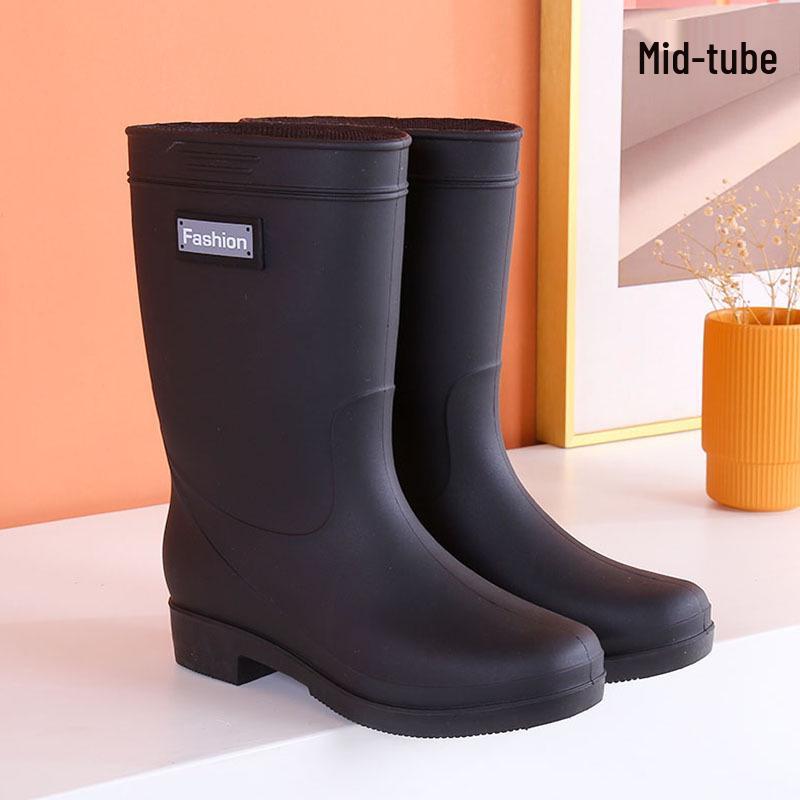 

Женские непромокаемые резиновые сапоги до середины икры с хлопковой подкладкой - Нескользящая подошва, толстая подошва для весны, осени и зимы. 36