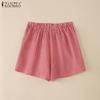 ZANZEA Damen Sommer Elastischer Bund Lässige Karomuster Shorts
