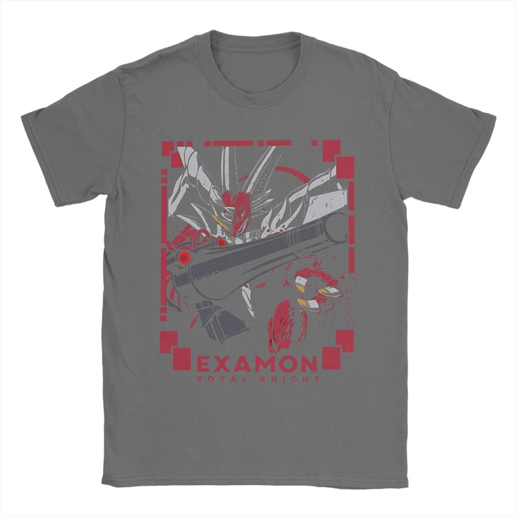 Vintage Digimon Royal Knight Examon Tshirts Men 100%Cotton Short Sleeve  Crewneck Summer Tops