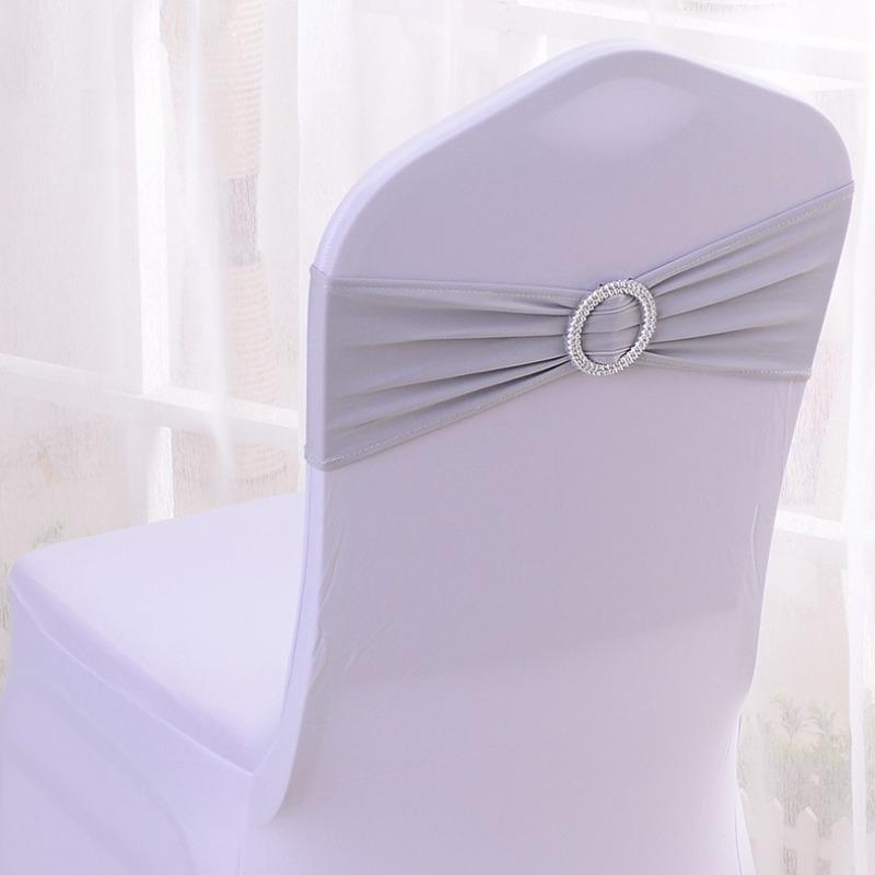 Wedding Decoration Birthday Party Chair Cover Elastic Hoop Bow Tie Elastic Fabric with Circular Buckle Suitable for All Banquet Chairs in The Hotel