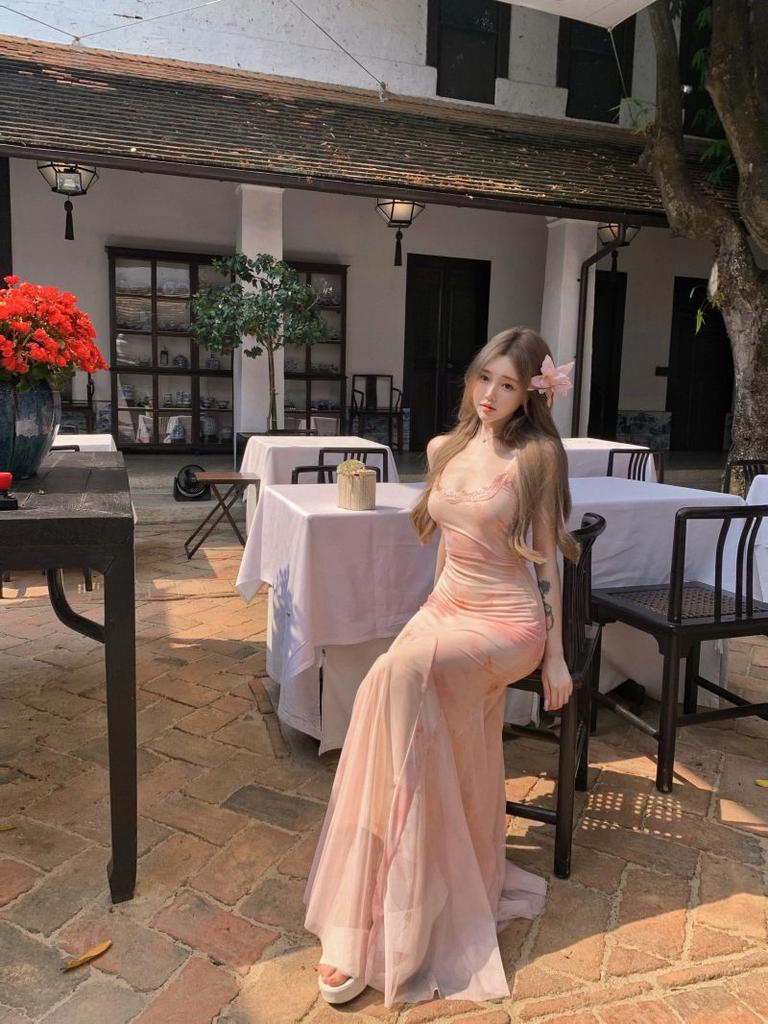 Lace splicing printing suspender dress women's summer mesh fishtail skirt design waist skirt hip-wrapped long dress