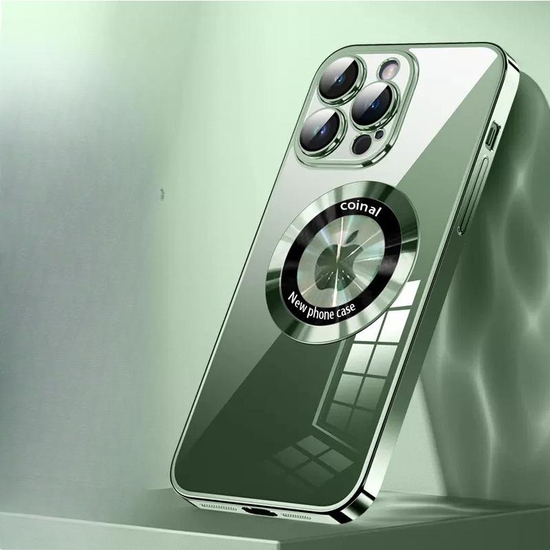 

Подходит для iPhone 16 с отсутствующей этикеткой Магнитный чехол для телефона Гальванизированный ТПУ Apple 15 Полностью прозрачный 14pro Защитный чехол 13 iPhoneX/Xs