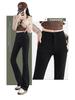 Retro Hong Kong High-Waisted Micro-Flare Floor-Length Pants - 2023 Autumn/Winter Slimming Stretch Denim