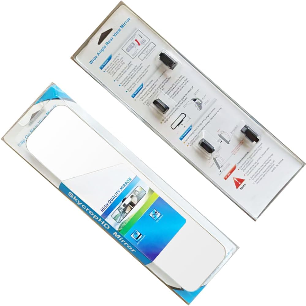 SkycropHD Frameless Rear View Mirror Interior Panoramic Wide Angle Mirror Eliminate Blind Spots For Car SUV Truck – Flat,11.8In (White)