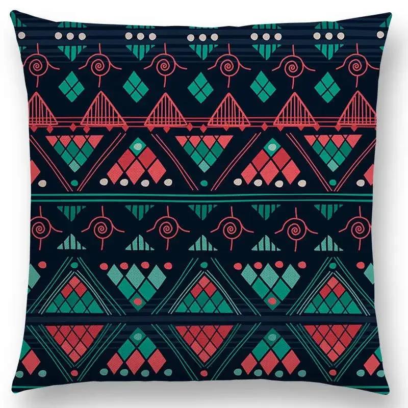Newest African Animal Symbol Block Pillow Case Boho Geometric Floral Pattern Paisley Mandela Flowers Cushion Cover