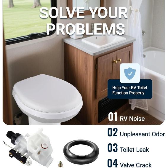 31705 3 RV Toilet Water Valve Kit Freeze-Resistant & Leak-Resistant, Fit For Thet-Ford RV Toilet Parts Compatible With Thet-Ford Aqua-Magic V High
