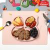 Kelly & Stephen Silicone Suction Plate - Owl (2 Colors) Children's Food Tray Baby Food Tray Daycare Food Tray, 1 Piece, K110 Owl_Pure Gray