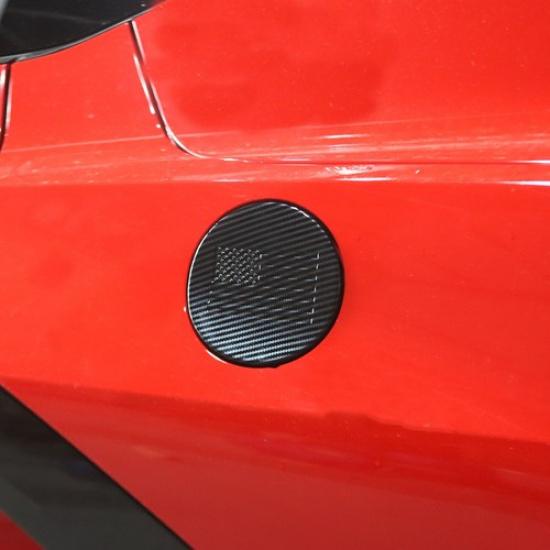 Carbon Fiber Style Fuel Tank Cover Trim Gas Door For Chevrolet Corvette C8 +