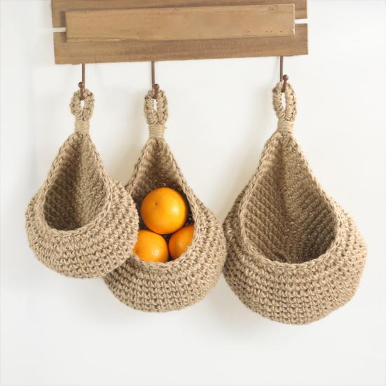 3 ks ručně tkaná síť na ovoce Ptačí hnízdo Stylové jemné zpracování Síťová taška s dlouhou životností Prostorné úložné řešení