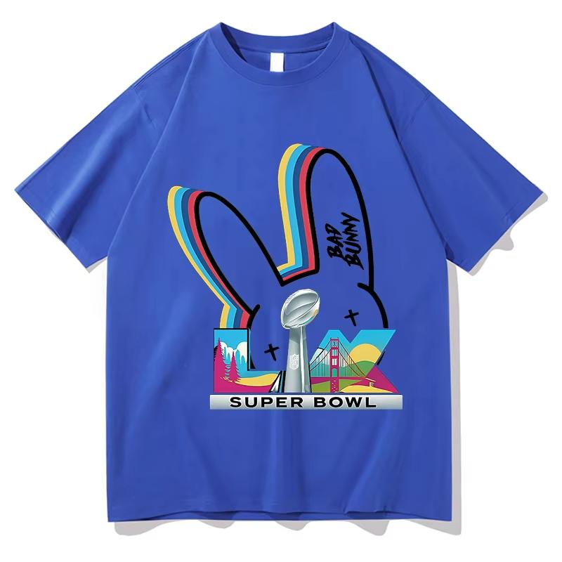 Bad Bunny Super Bowl Tshirts Short Sleeve Pure Cotton Oneck Fashion Tshirts Men Women Clothing Unisex Streetwear Hip Hop Tops